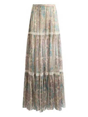 ETRO ペイズリーレース マキシスカート | ブルー | FARFETCH JP
