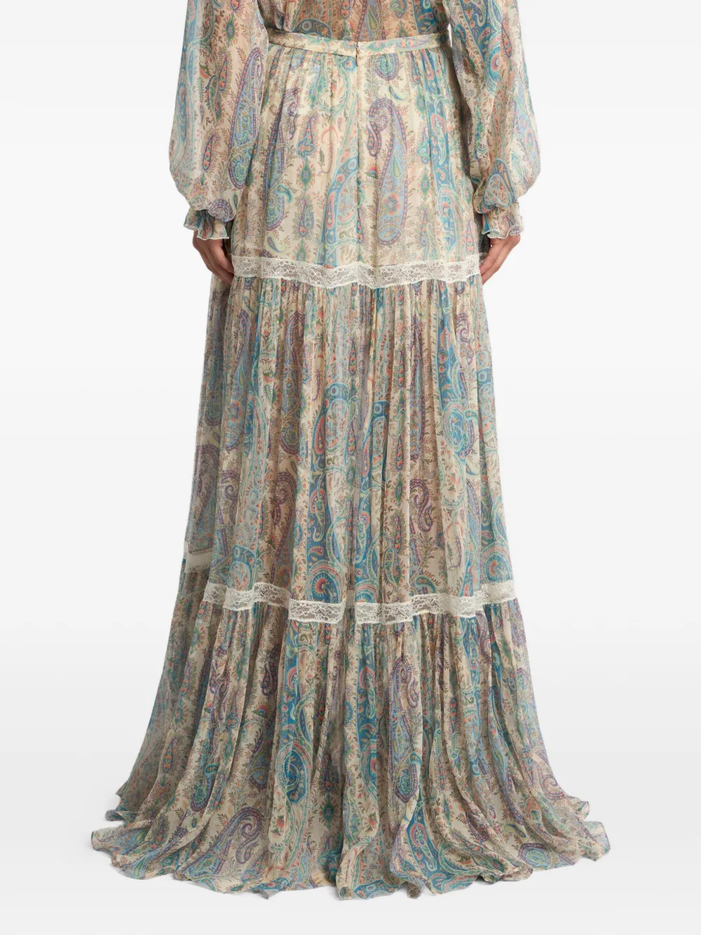 ETRO Zijden crêpe maxi-rok met paisley-patroon Beige