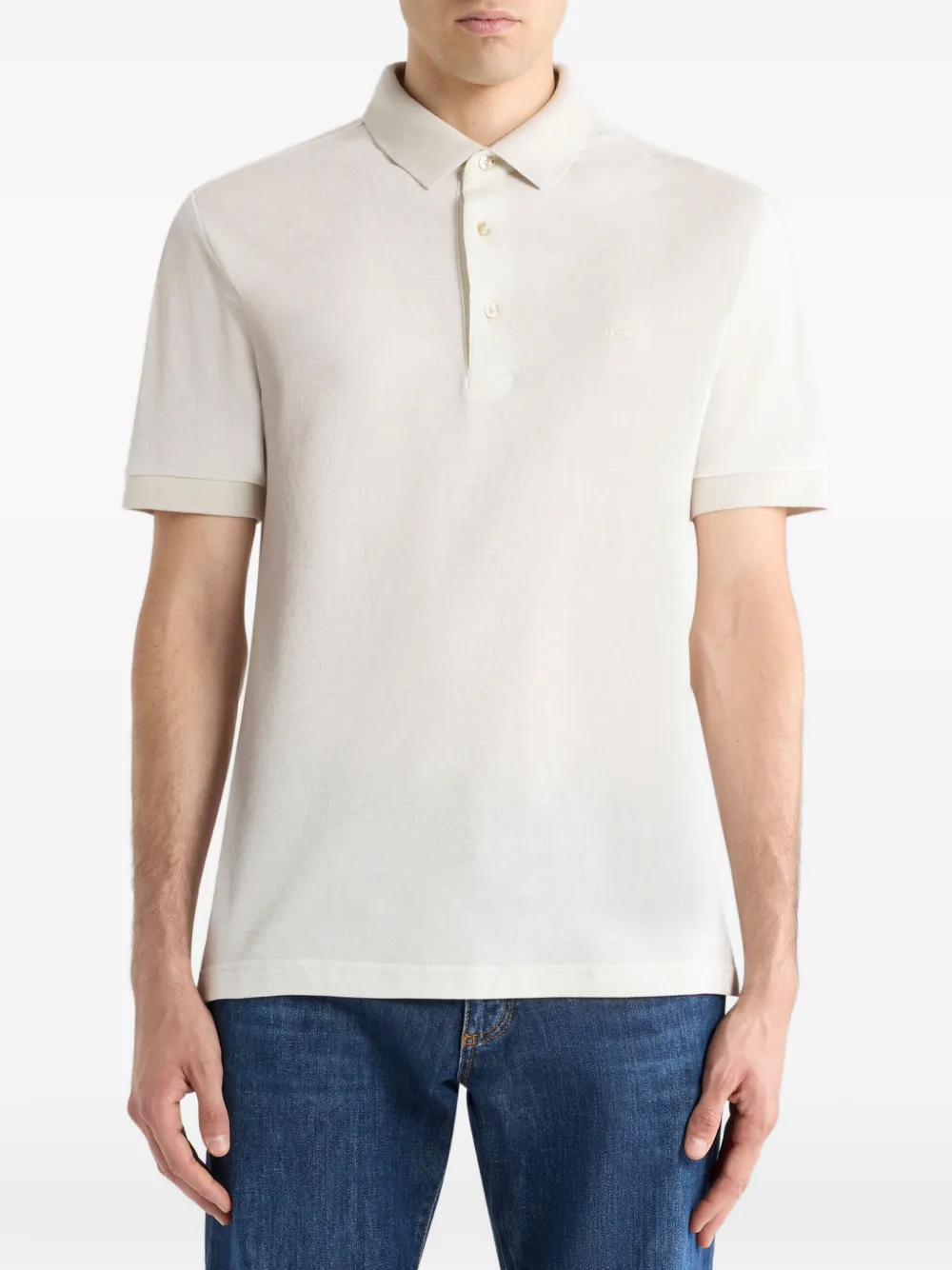 ETRO arnica-motif cotton polo shirt - Beige