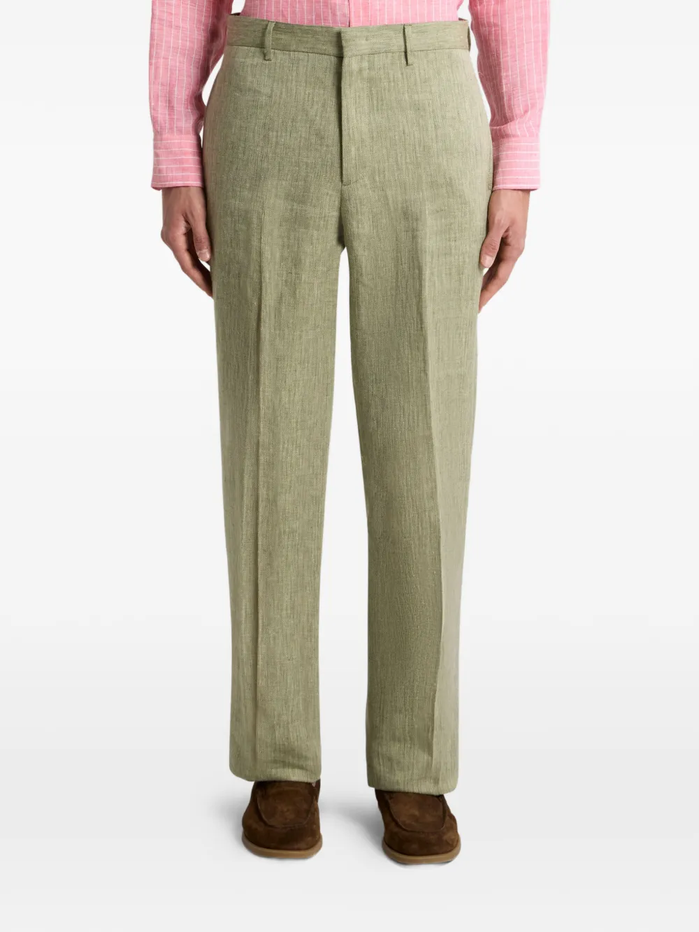 ETRO chevron-motif straight-leg trousers - Groen