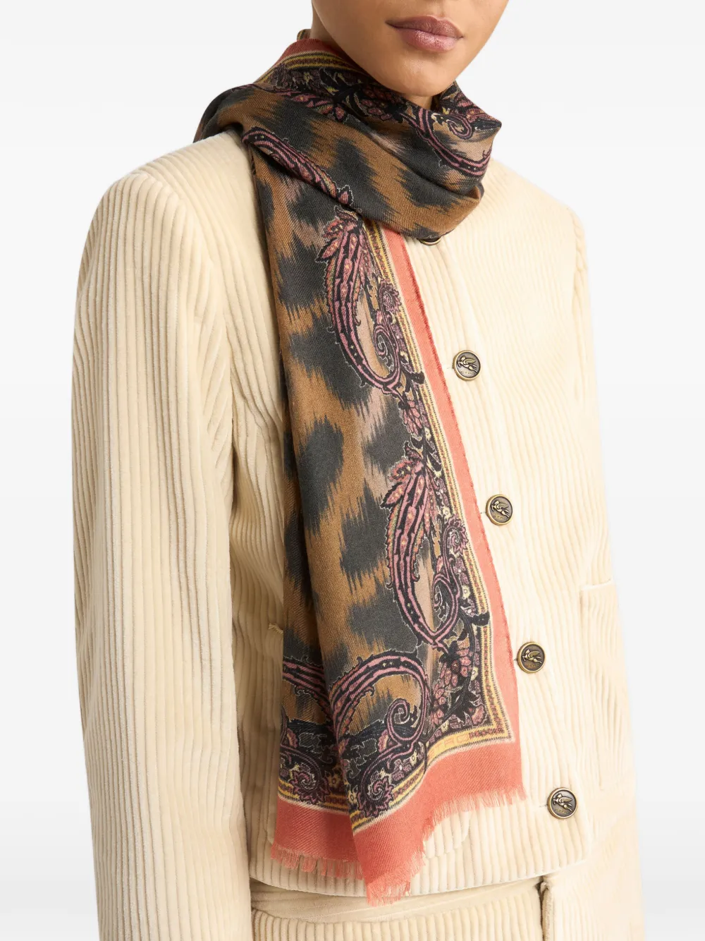 ETRO Sjaal met dierenpatroon Bruin