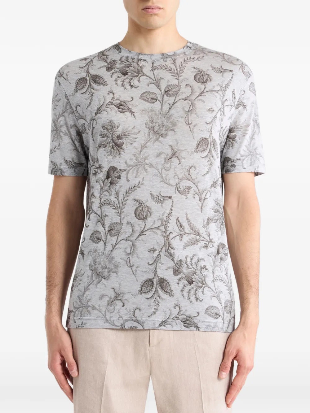 ETRO floral-motif T-shirt - Grigio