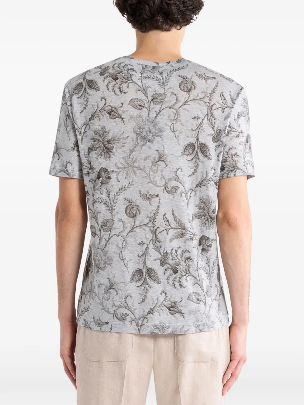 ETRO Katoenen T-shirt met bloemenmotief Grijs