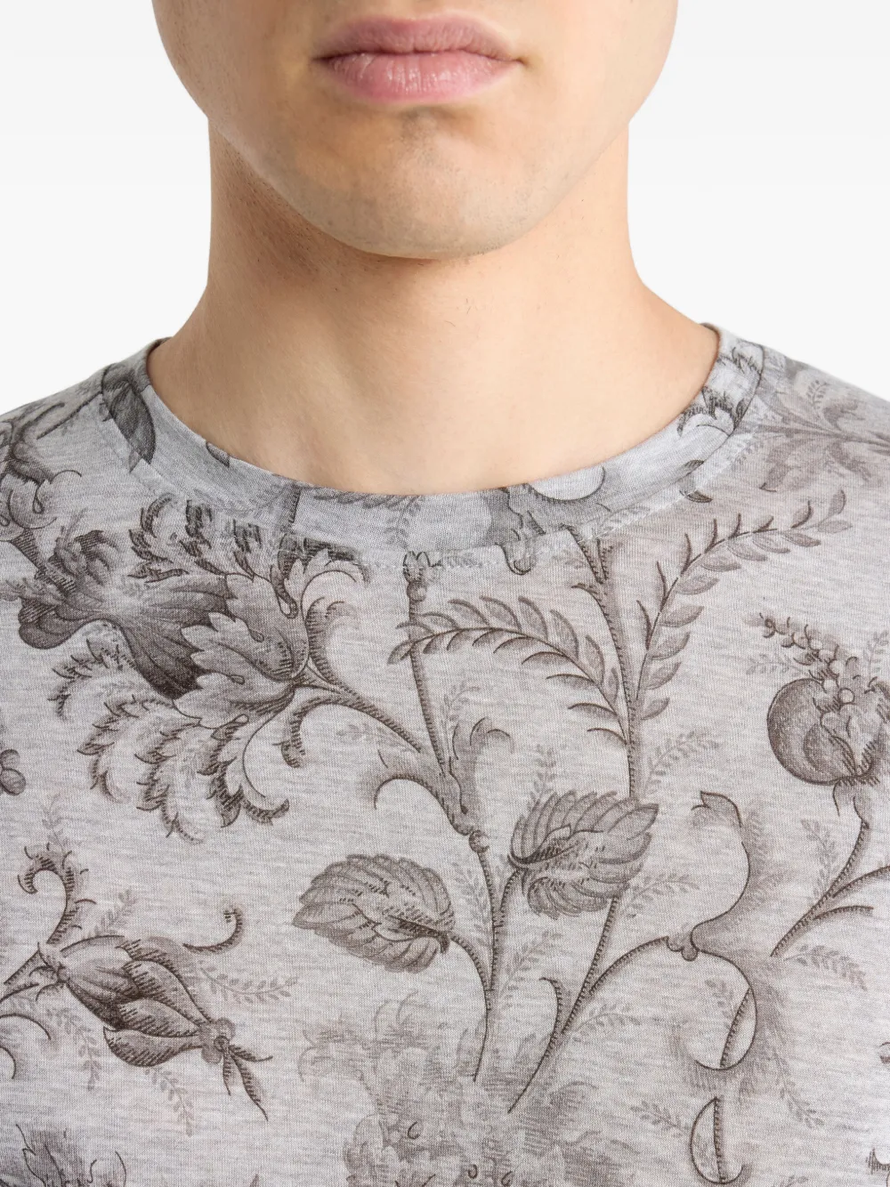 ETRO Katoenen T-shirt met bloemenmotief Grijs