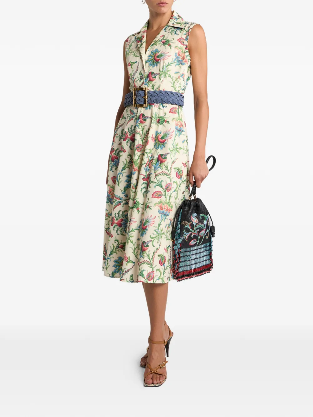 ETRO floral-print midi dress - Beige