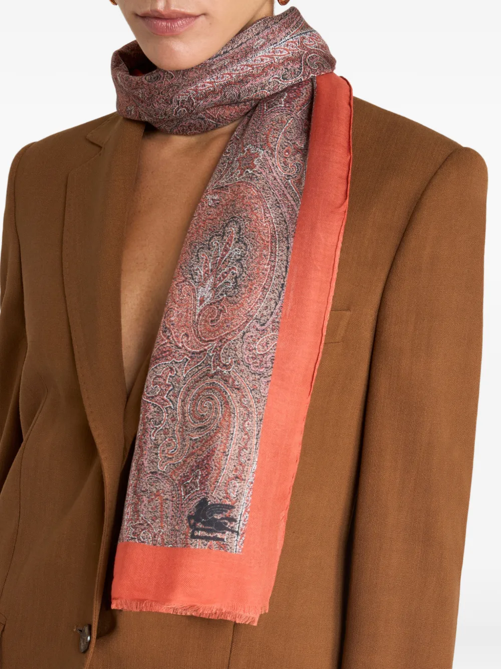 Etro Floral Paisley Motif Scarf In Blue