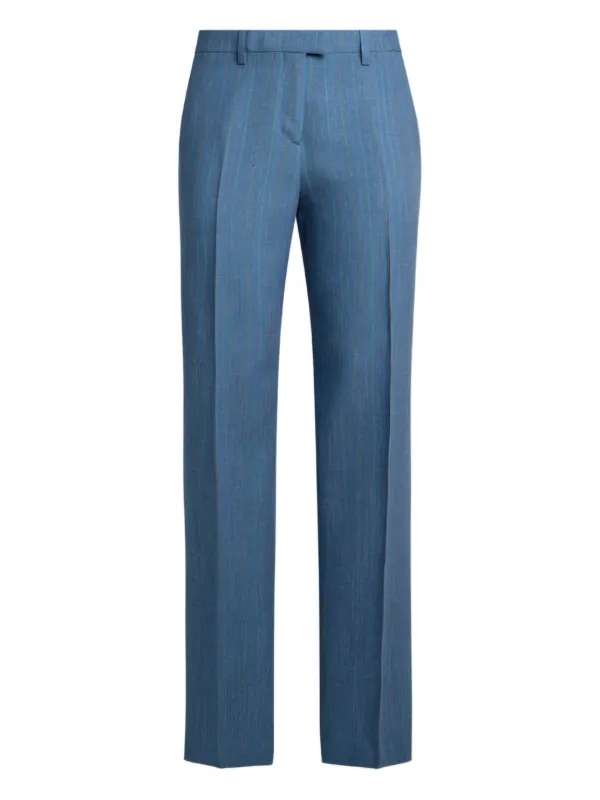 Etro Striped Straight Leg Trousers in Blue