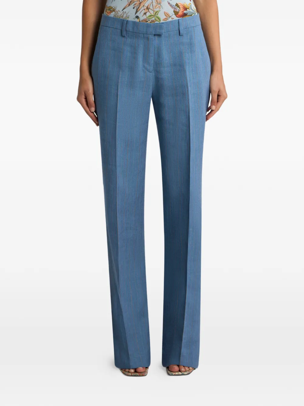 ETRO Gestreepte straight broek Blauw