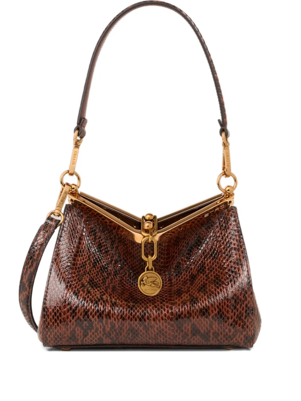 ETRO small Vela elaphe-leather shoulder bag - Marrone