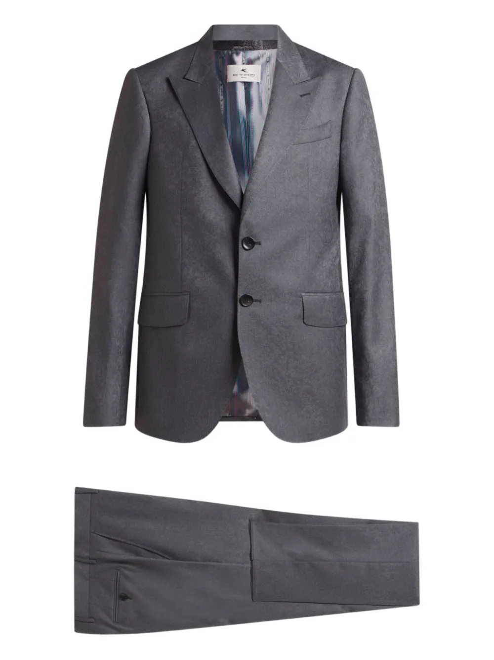 ETRO floral paisley single-breasted suit - Grigio