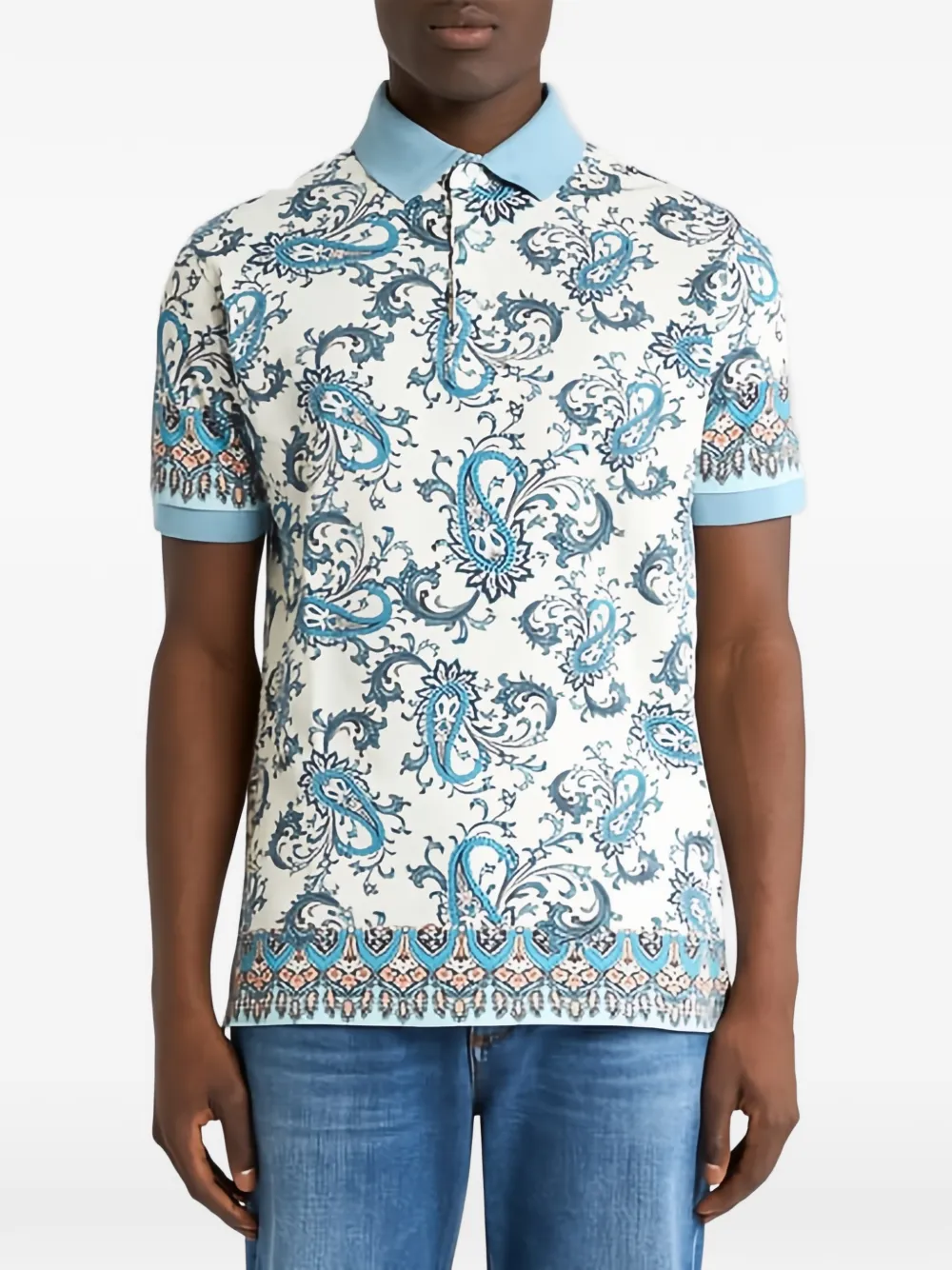 ETRO Katoenen poloshirt met print Beige