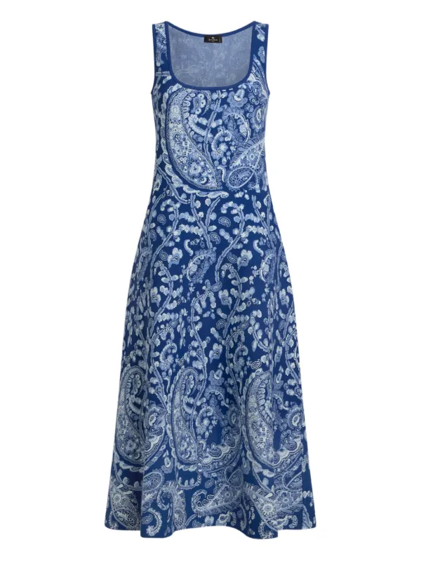 ETRO floral-detail paisley-print Midi Dress | Blue | FARFETCH ETRO floral-detail paisley-print Midi Dress | Blue | FARFETCH