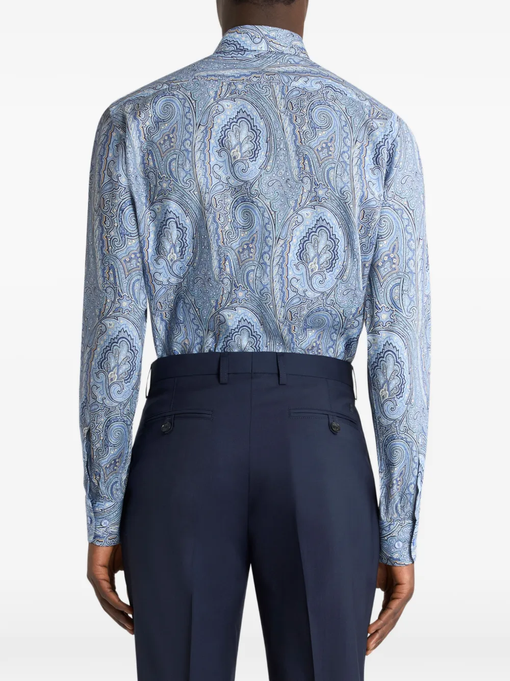 ETRO Katoenen overhemd met paisley-bloemenprint Blauw