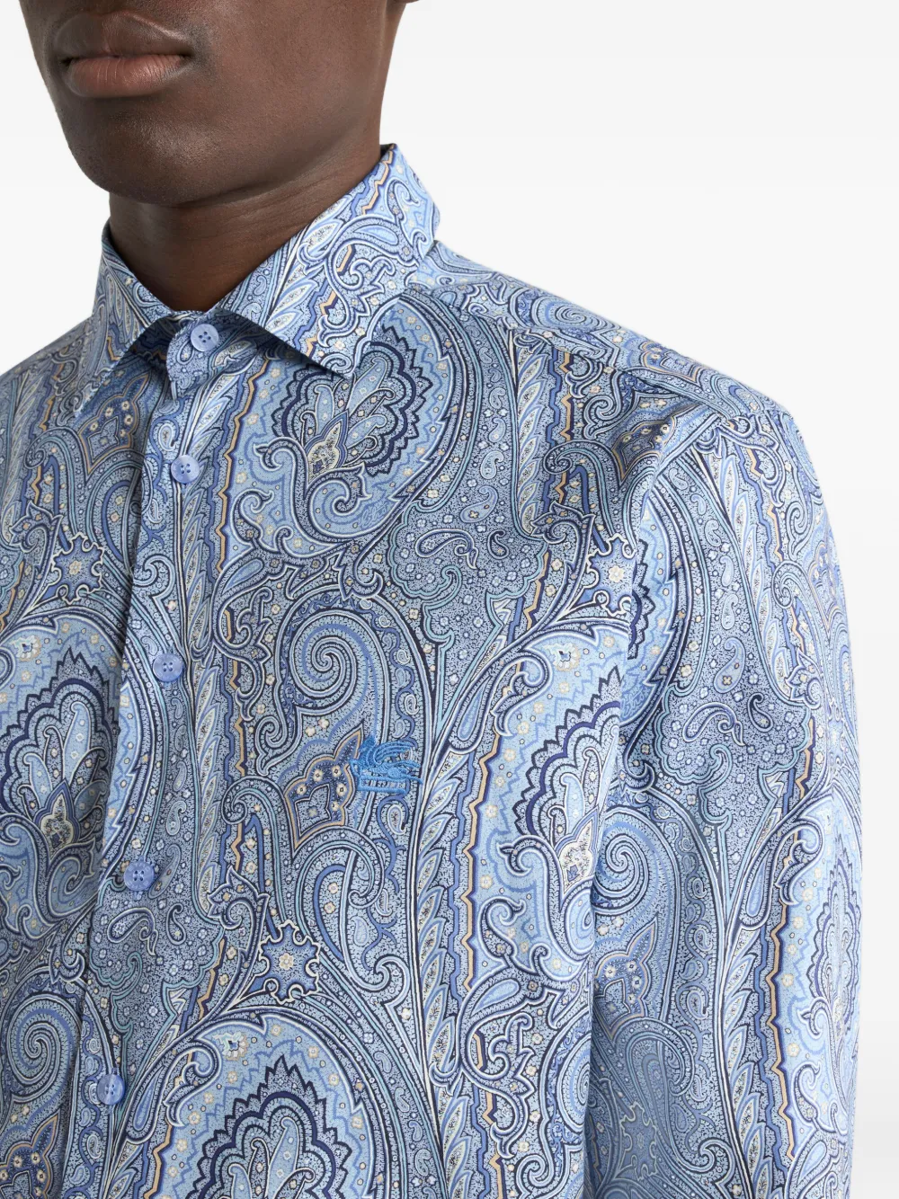ETRO Katoenen overhemd met paisley-bloemenprint Blauw