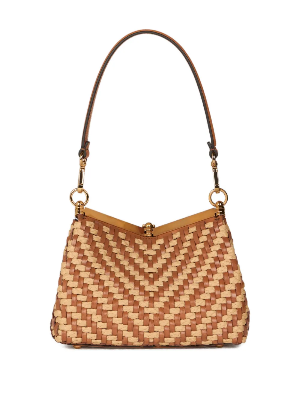 ETRO Kleine geweven leren en raffia tas Bruin