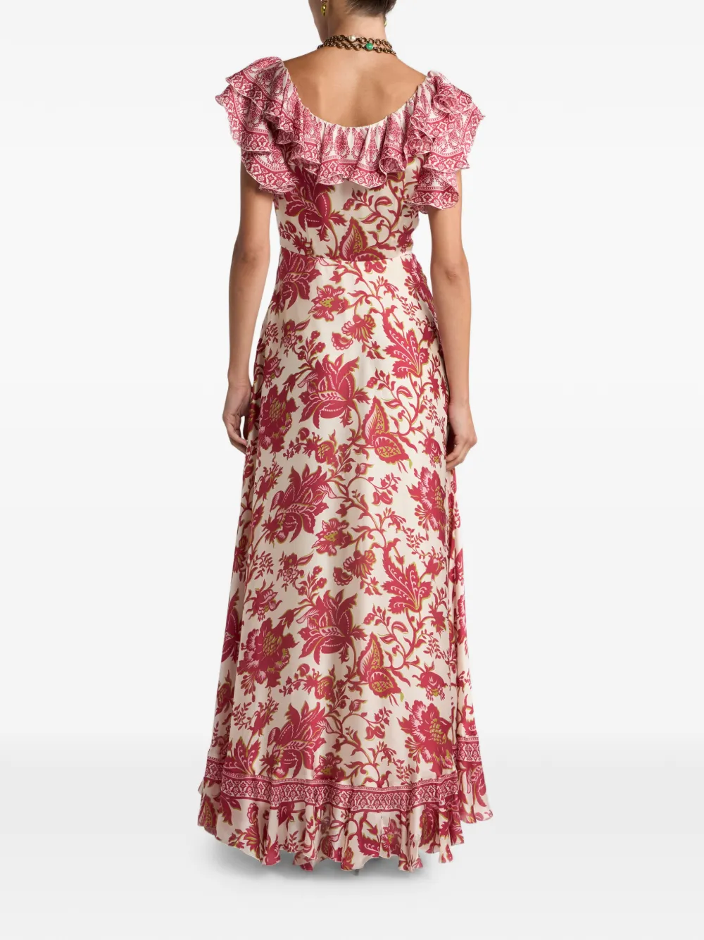 ETRO Peau d'Ange zijden maxi-jurk met bloemen-patroon Beige