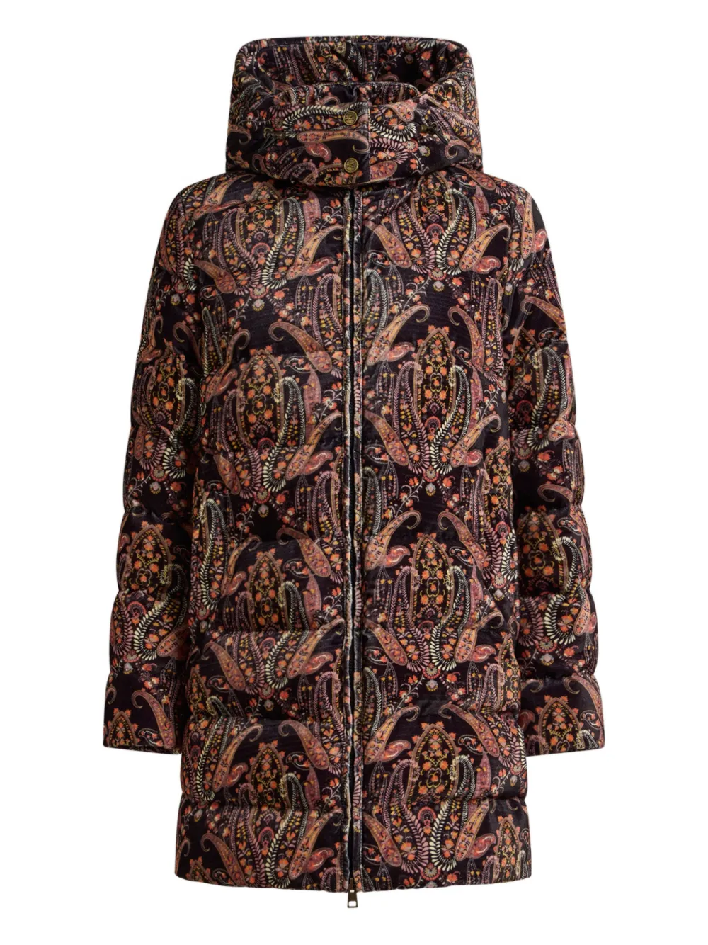Etro Floral Paisley Velvet Puffer Jacket In Black