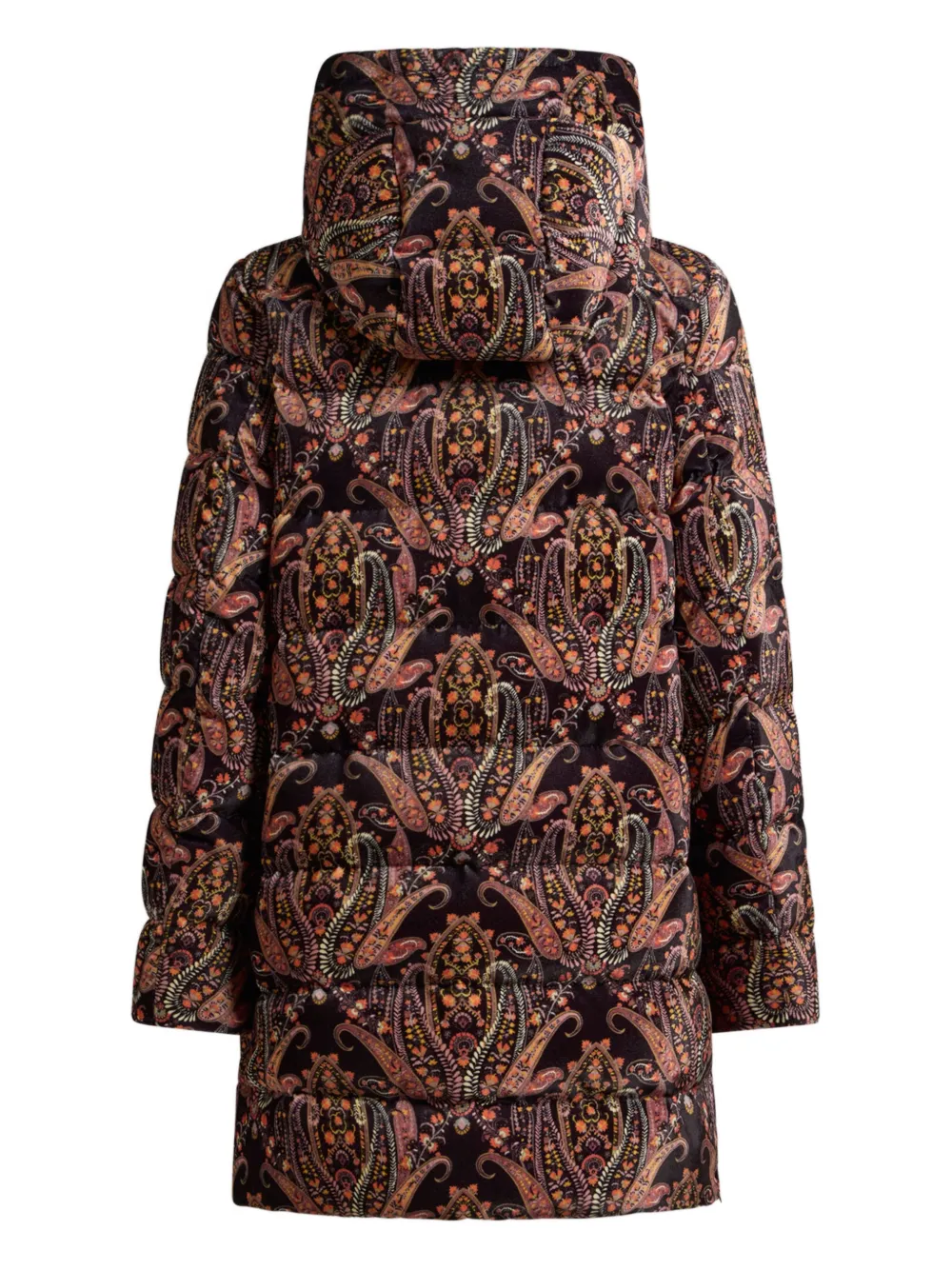 Etro Floral Paisley Velvet Puffer Jacket In Black