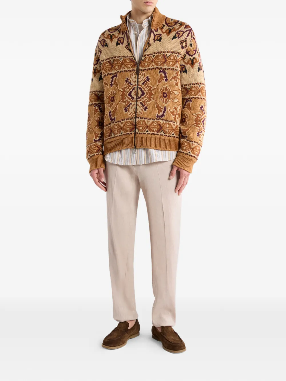 ETRO striped Pegaso-embroidered shirt - Beige