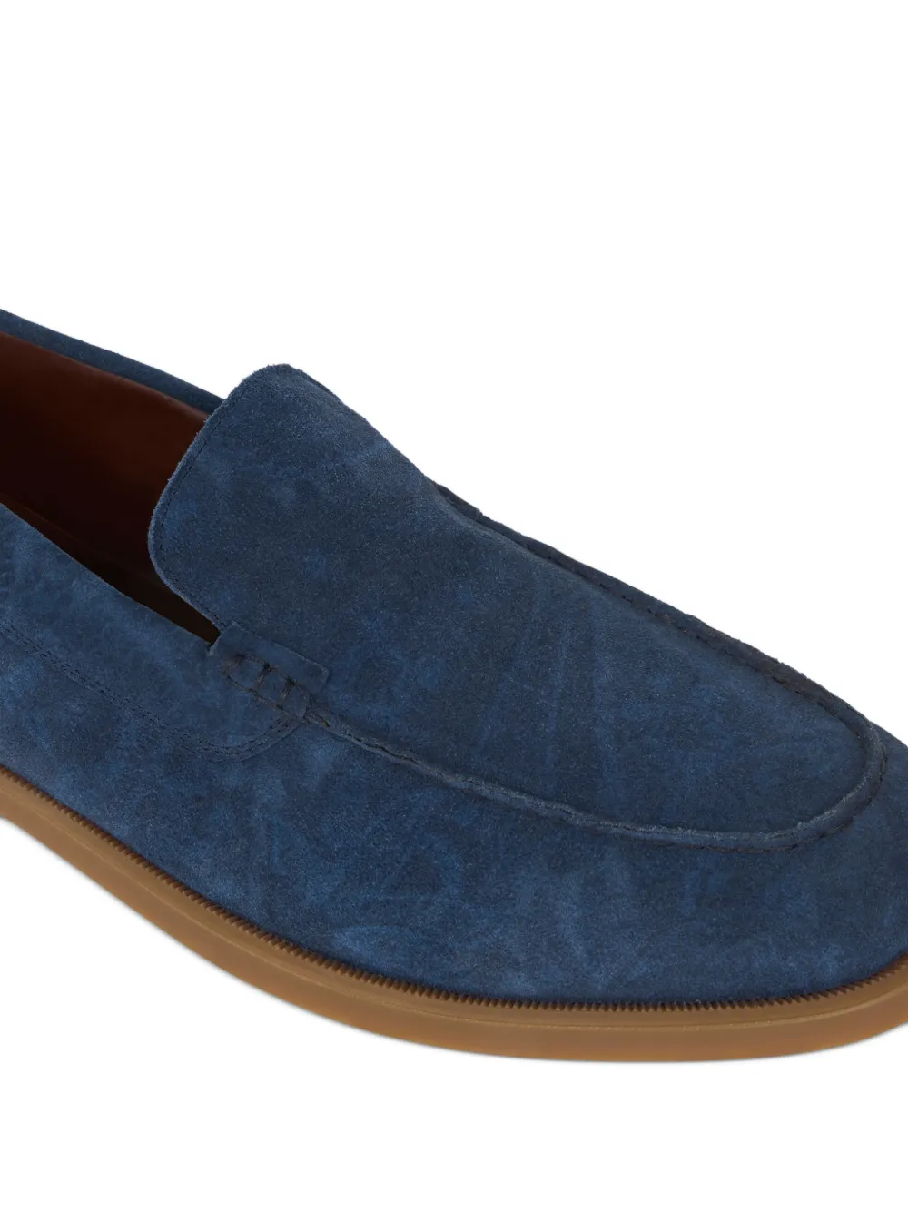 ETRO printed suede slip-on loafers Blauw