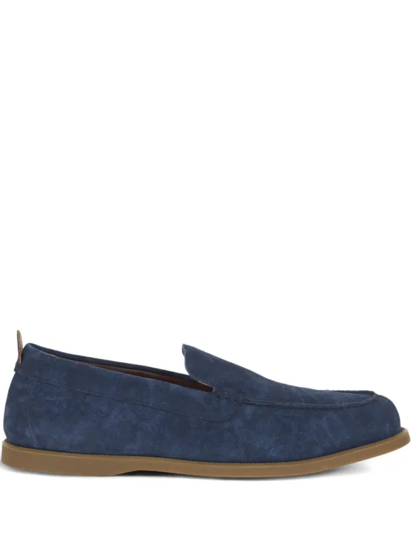 Etro Printed Suede Slip-on Loafers in Blue