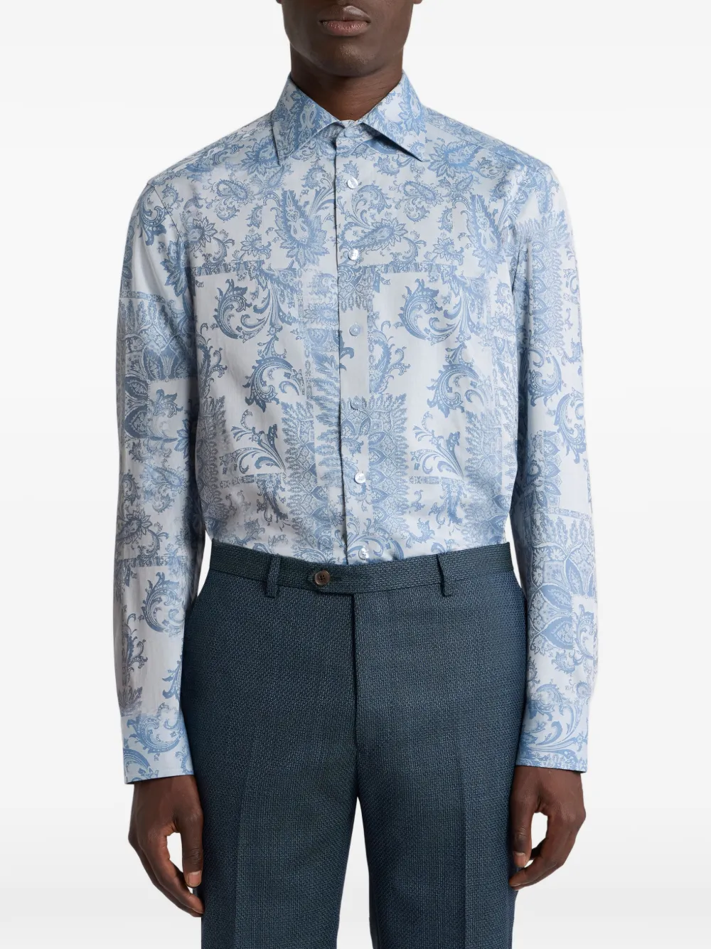 ETRO Overhemd met paisley-jacquard Blauw