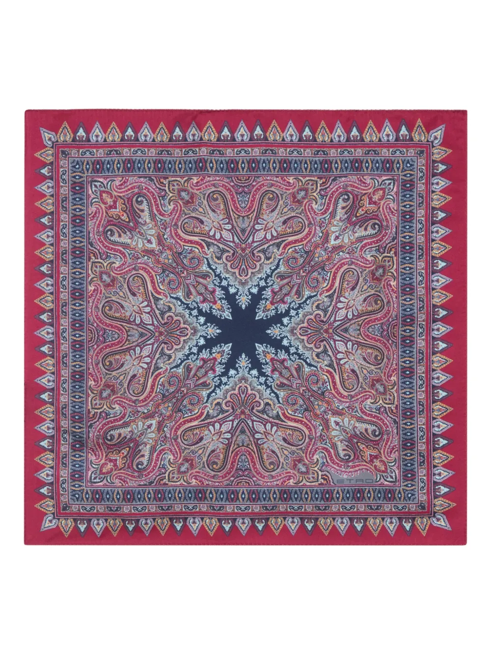 ETRO floral paisley silk pocket square - Rosso