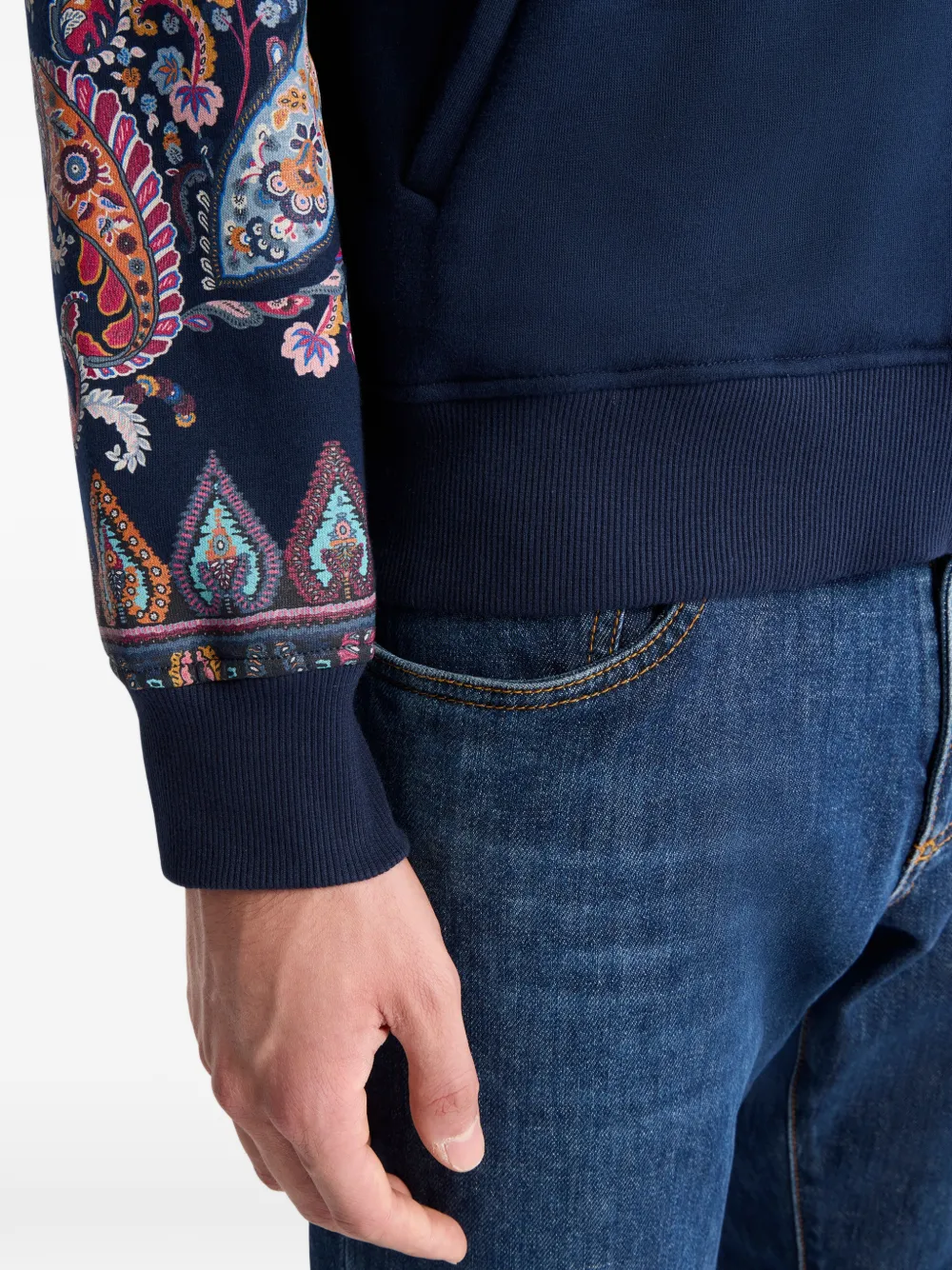 ETRO Hoodie met bloemenprint en paisley-print Blauw