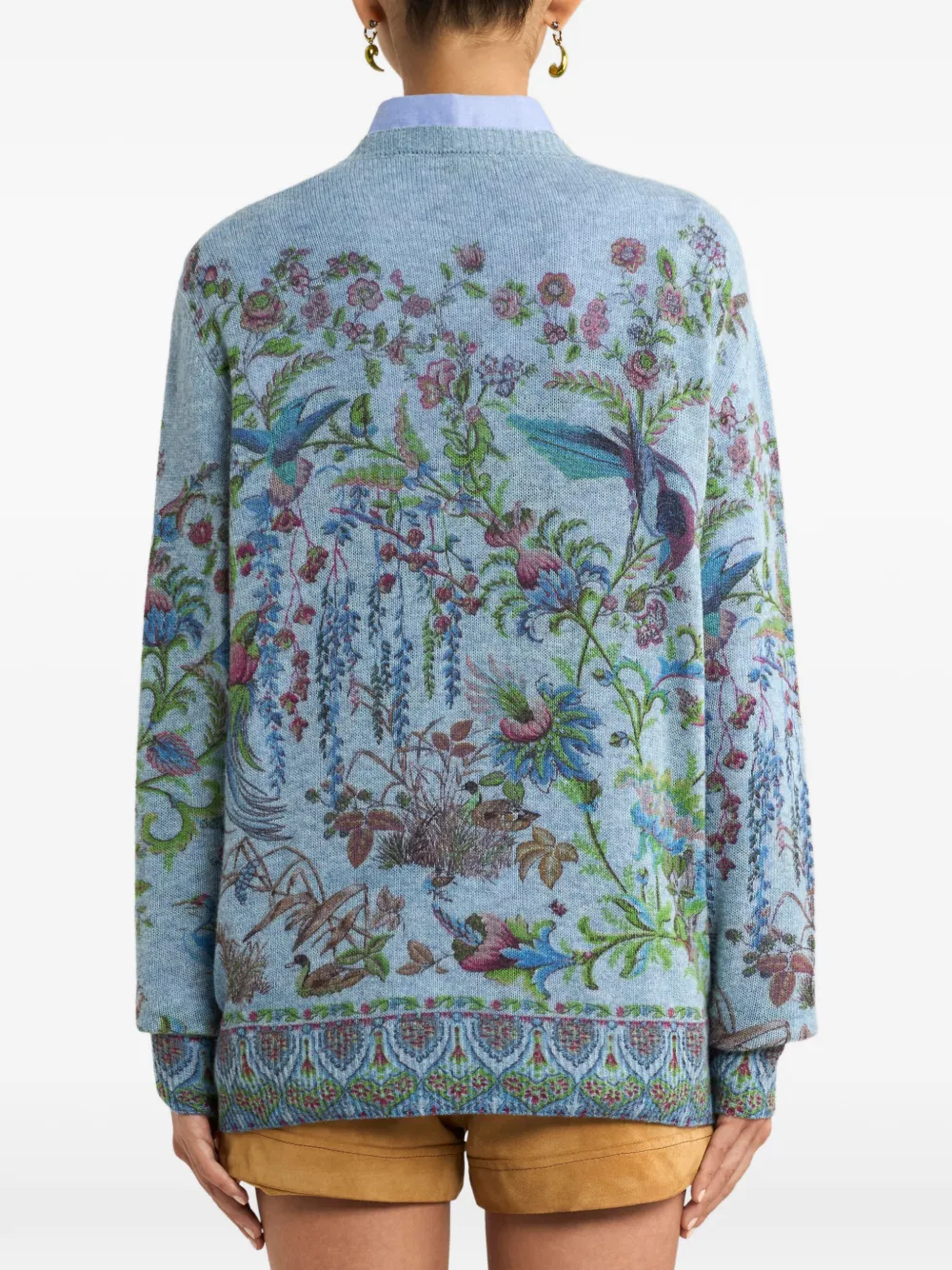  Etro Pull à Motif Flora Fauna - Bleu 