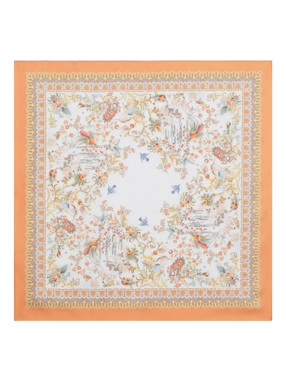 ETRO flora-fauna motif silk scarf - Bianco