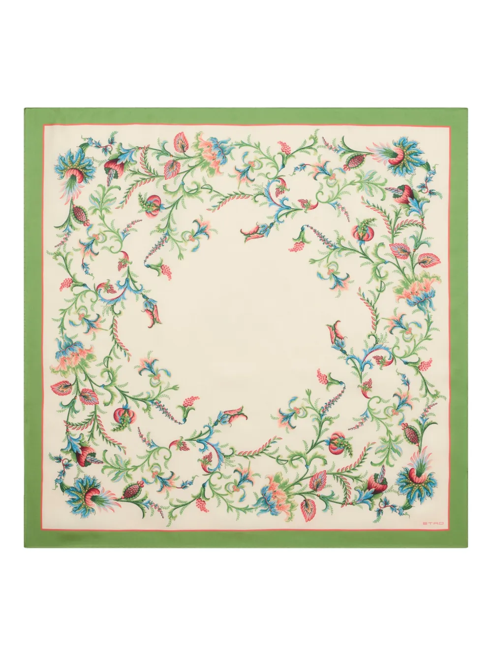 Etro Circular Floral Motif Silk Scarf In Neutral