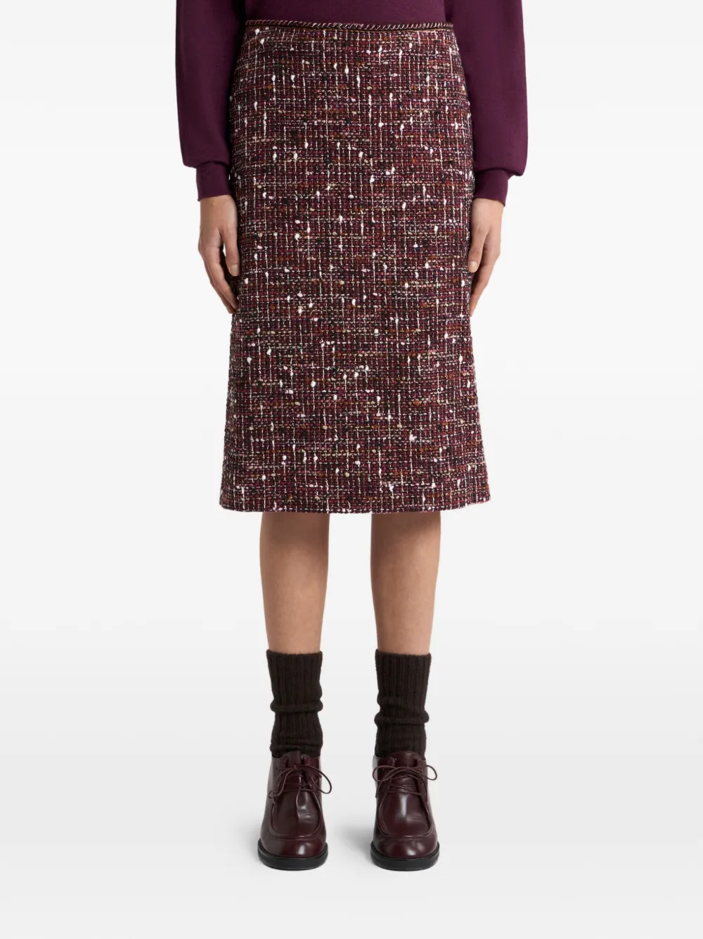 ETRO Katoenen tweed midi-rok Rood