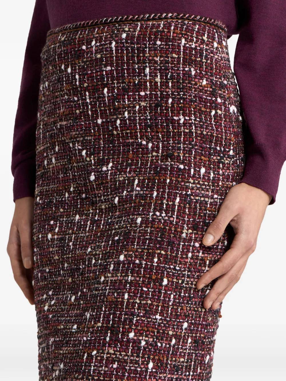 ETRO Katoenen tweed midi-rok Rood