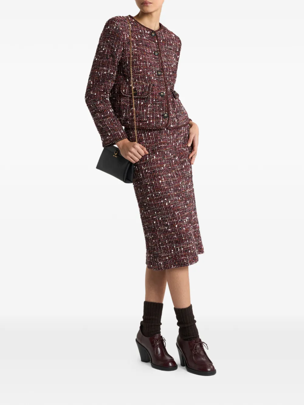 ETRO Katoenen tweed midi-rok Rood