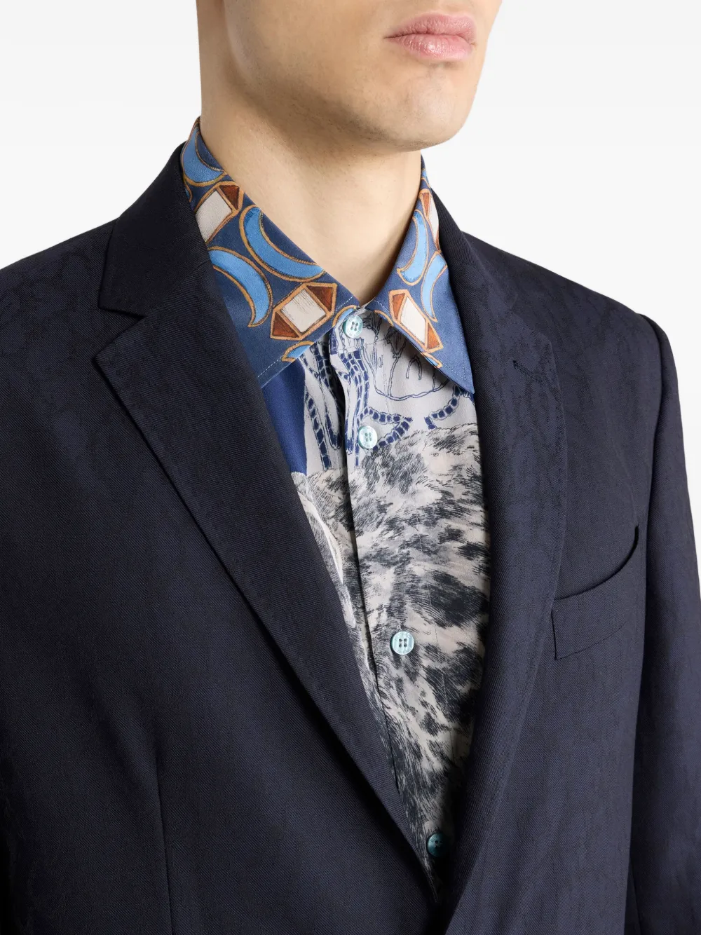 ETRO Blazer met enkele rij knopen Blauw