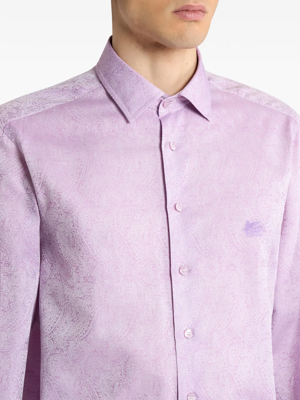 ETRO Overhemd met geborduurd paisley-print en jacquard Paars