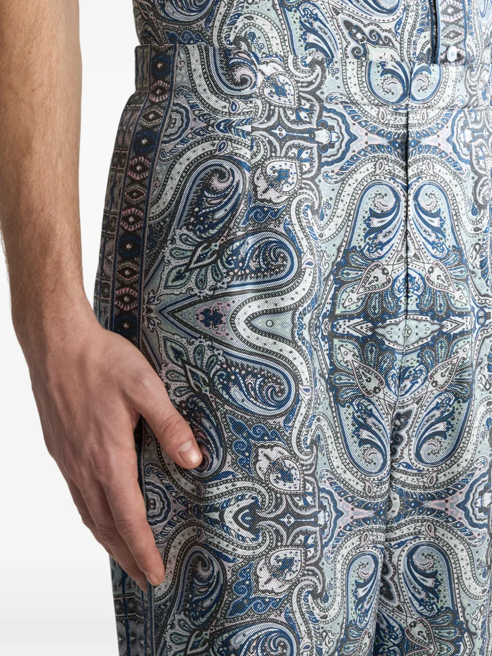 ETRO Zijden broek met paisley-print Blauw