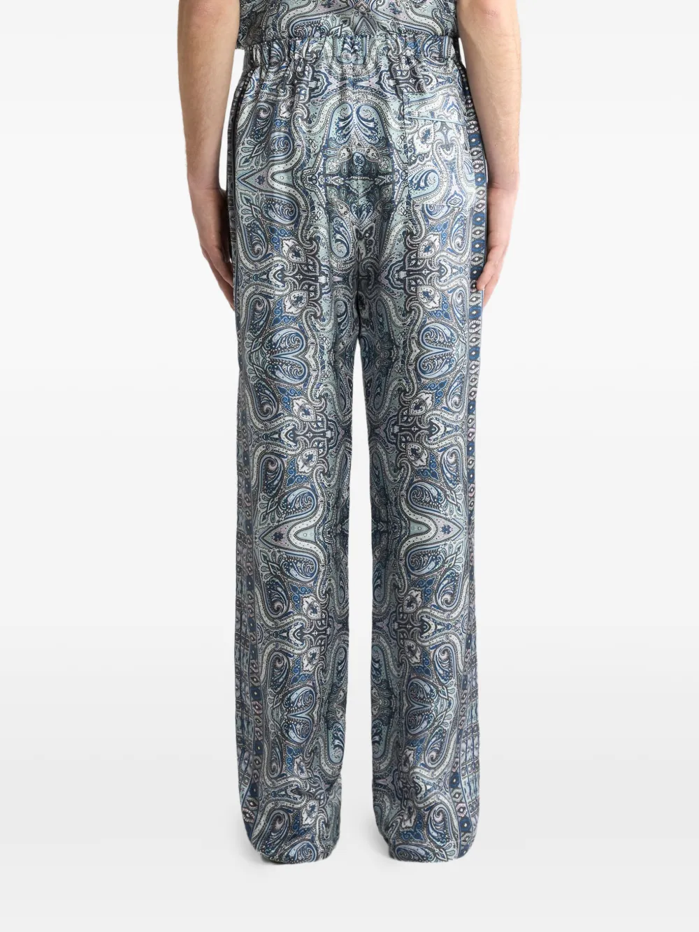 ETRO Zijden broek met paisley-print Blauw