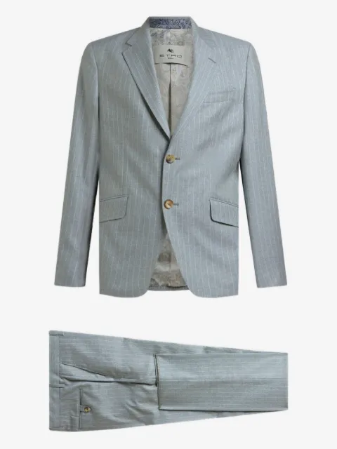 ETRO single-breasted striped wool and cotton suit