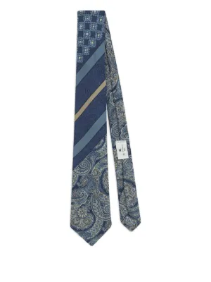 TigerTie Belle Designer seta cravatta antracite nero oro marrone a strisce della cravatta Paisley con ornamenti
