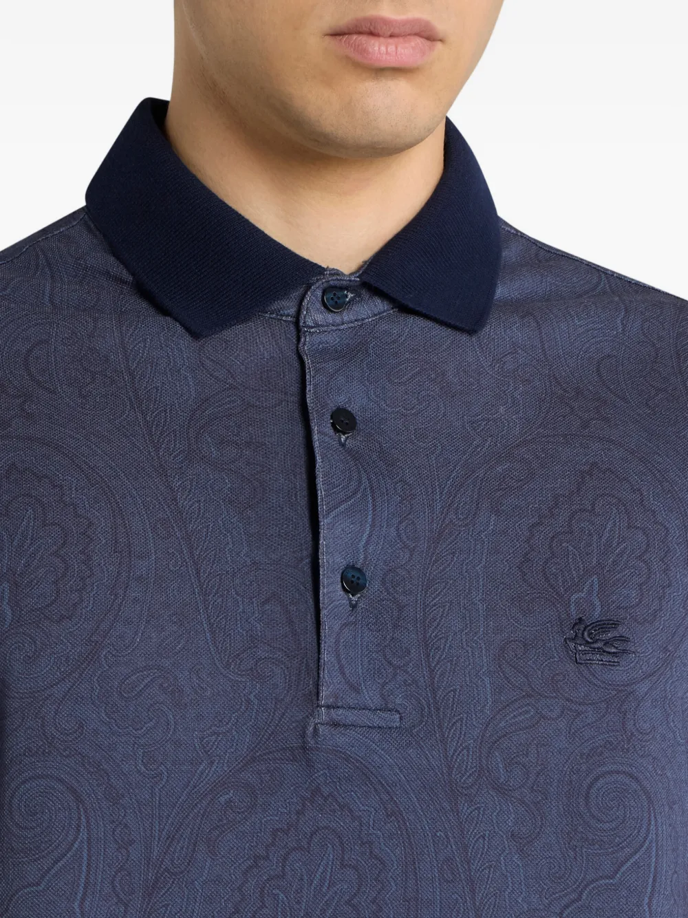 ETRO Katoenen poloshirt met Arnica-patroon Blauw