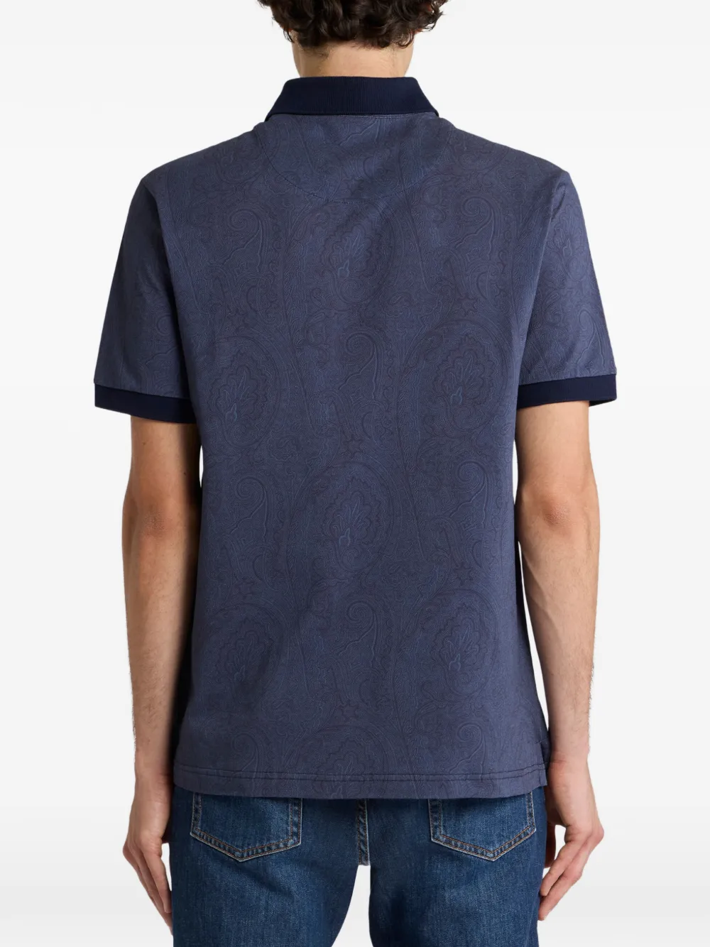 ETRO Katoenen poloshirt met Arnica-patroon Blauw