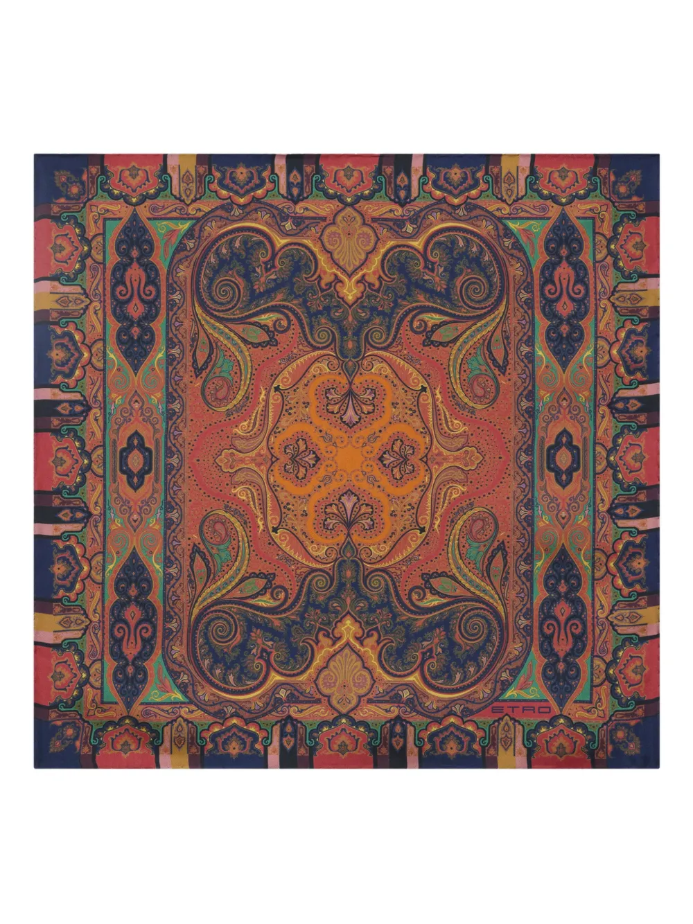 ETRO floral paisley silk pocket square - Blu
