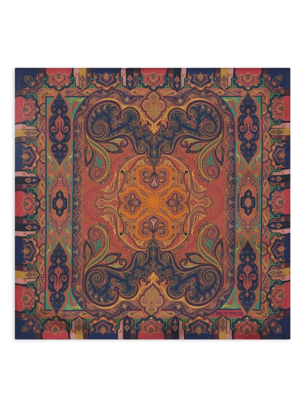ETRO floral paisley silk pocket square - Blu