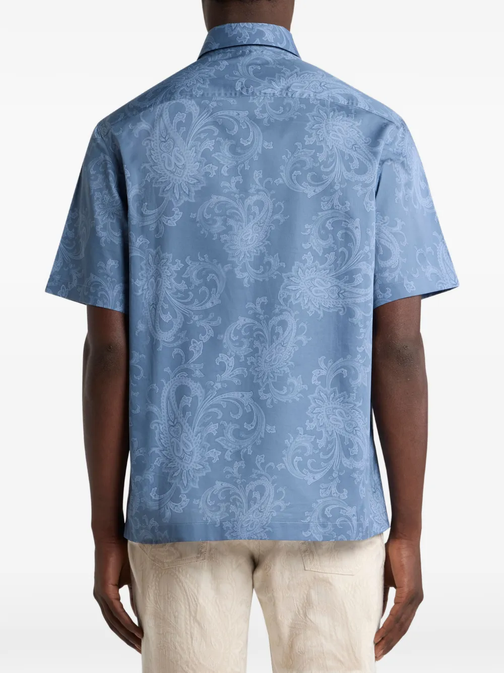 ETRO Katoenen overhemd met paisley-print Blauw