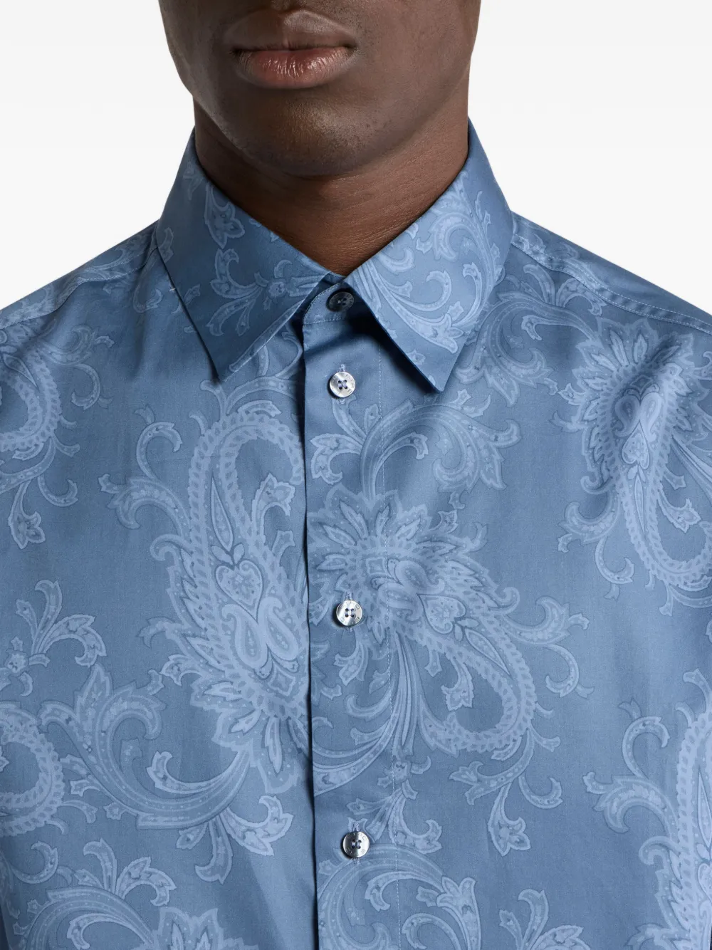 ETRO Katoenen overhemd met paisley-print Blauw