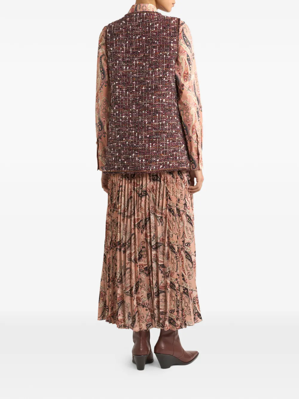 Etro Tweed Button Waistcoat - Red 