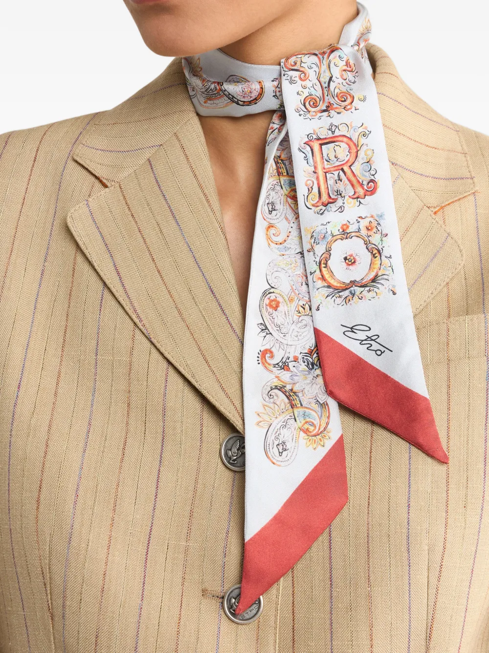 ETRO Zijden sjaal met paisley-print met logo Wit