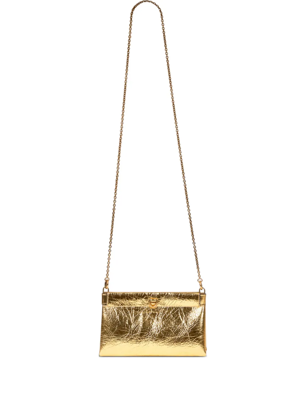 Etro Mini Talk Metallic Leather Clutch In Gold