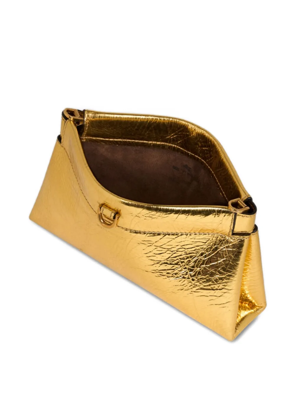 Etro Mini Talk Metallic Leather Clutch In Gold